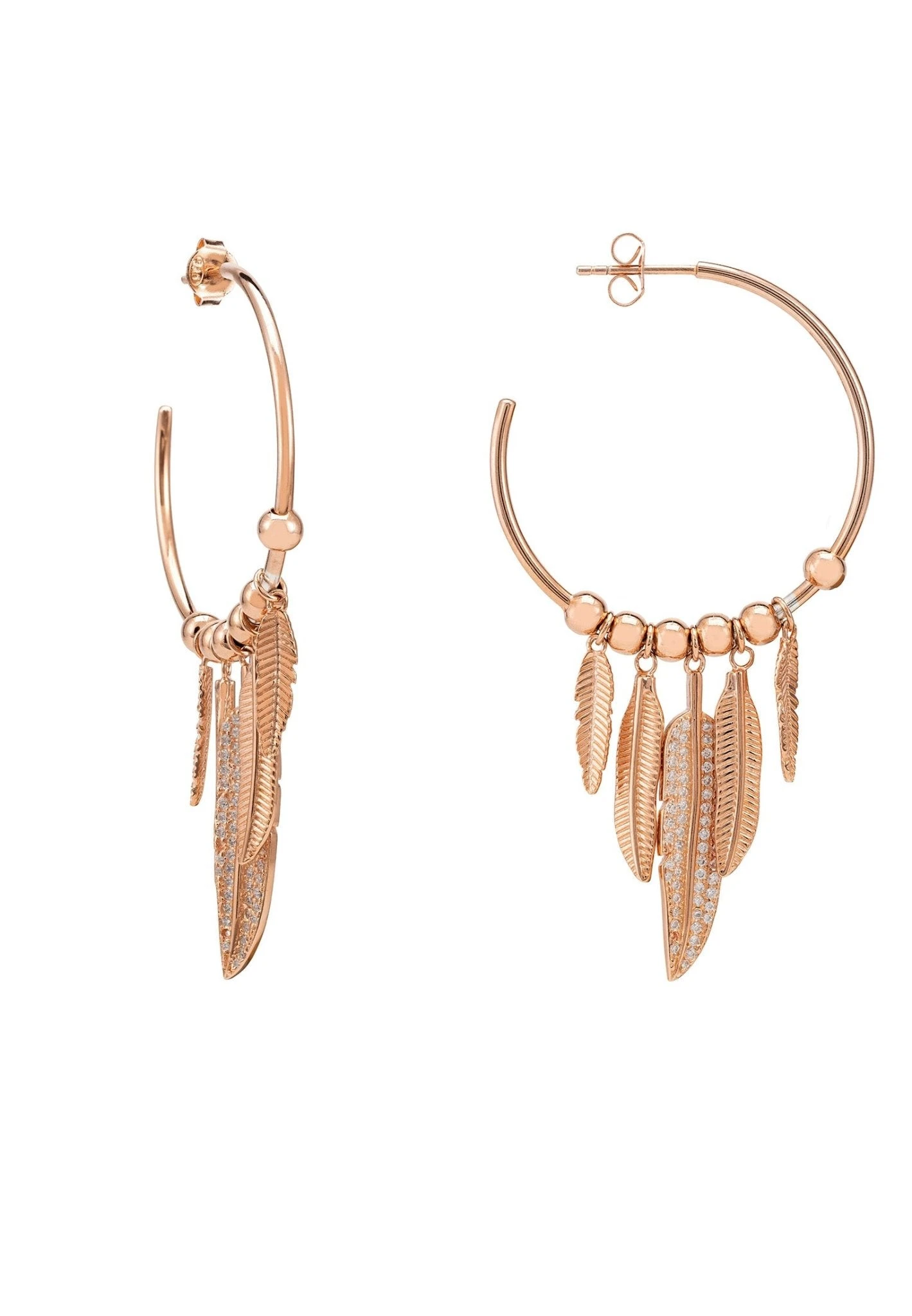 Latelita Pocahontas Hoop Earrings White Cz Rosegold 3 Latelita Pocahontas Hoop Earrings White Cz Rosegold - Image 3