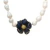 Latelita Poppy Flower Baroque Pearl Necklace Sapphire Blue Gold