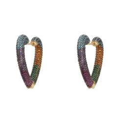 Latelita Rainbow Heart Huggie Earrings Gold -Ornavique Sales rainbow heart huggie earrings gold 194601