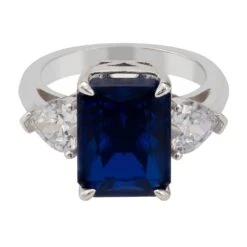 Latelita Rania Rectangle Gemstone Ring Silver Sapphire -Ornavique Sales rania rectangle gemstone ring silver sapphire 183141