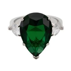 Latelita Rania Teardrop Gemstone Ring Silver Emerald -Ornavique Sales rania teardrop gemstone ring silver emerald 146174