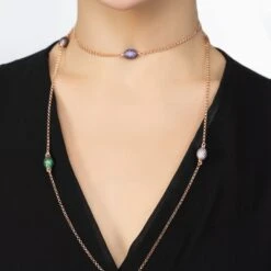 Latelita Rococo Rainbow Long Necklace Rosegold -Ornavique Sales rococo rainbow long necklace rosegold 164387