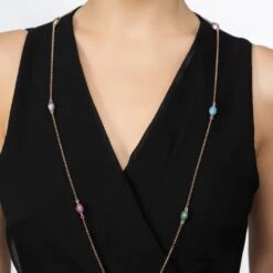Latelita Rococo Rainbow Long Necklace Rosegold -Ornavique Sales rococo rainbow long necklace rosegold 309541