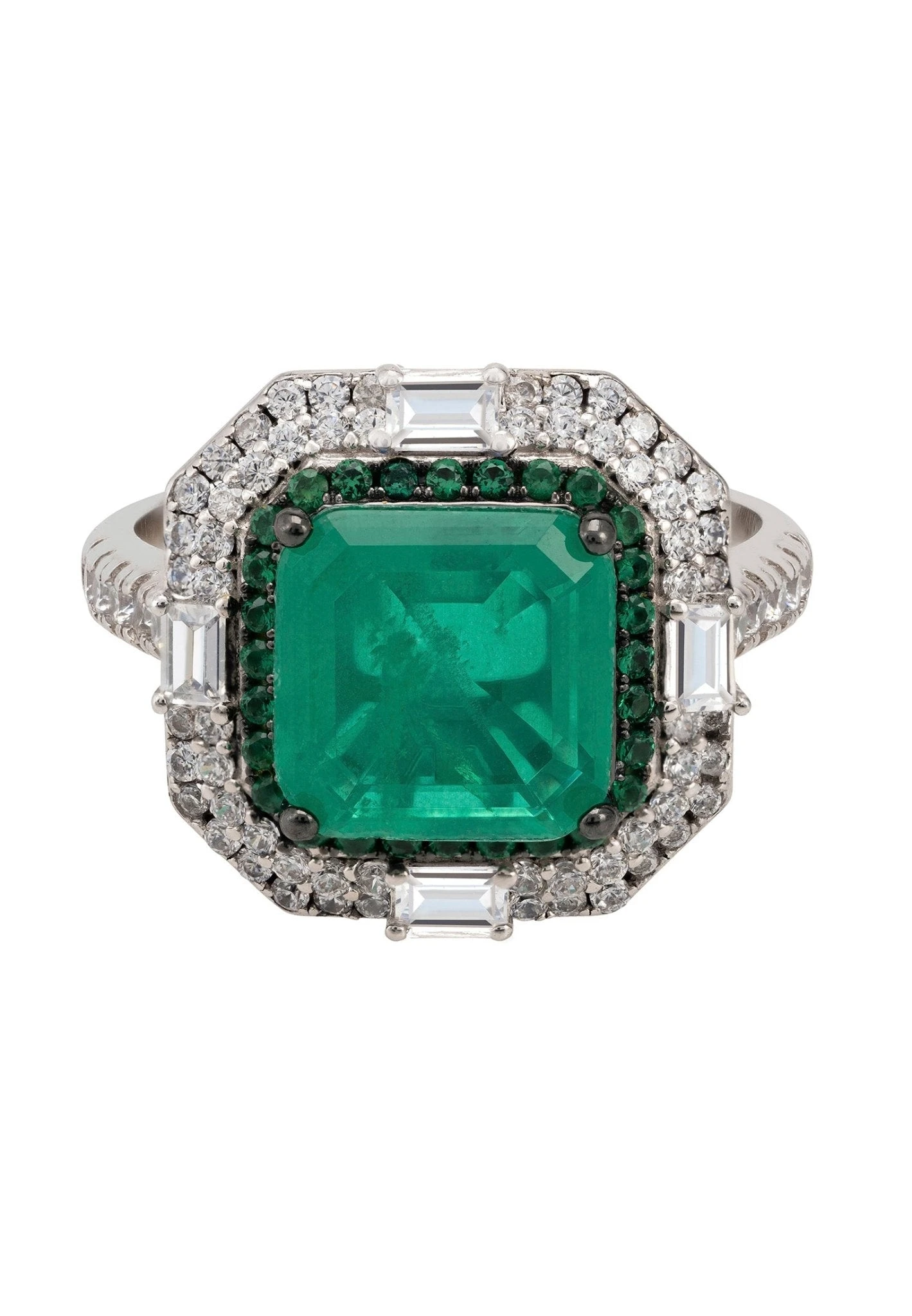 Latelita Rosalind Cocktail Ring Silver Colombian Emerald 3 Latelita Rosalind Cocktail Ring Silver Colombian Emerald - Image 3