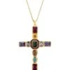 Latelita Santa Maria Extra Large Gemstone Cross Pendant Gold