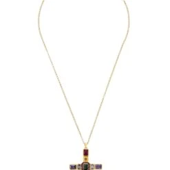 Latelita Santa Maria Extra Large Gemstone Cross Pendant Gold -Ornavique Sales santa maria extra large gemstone cross pendant gold 868908