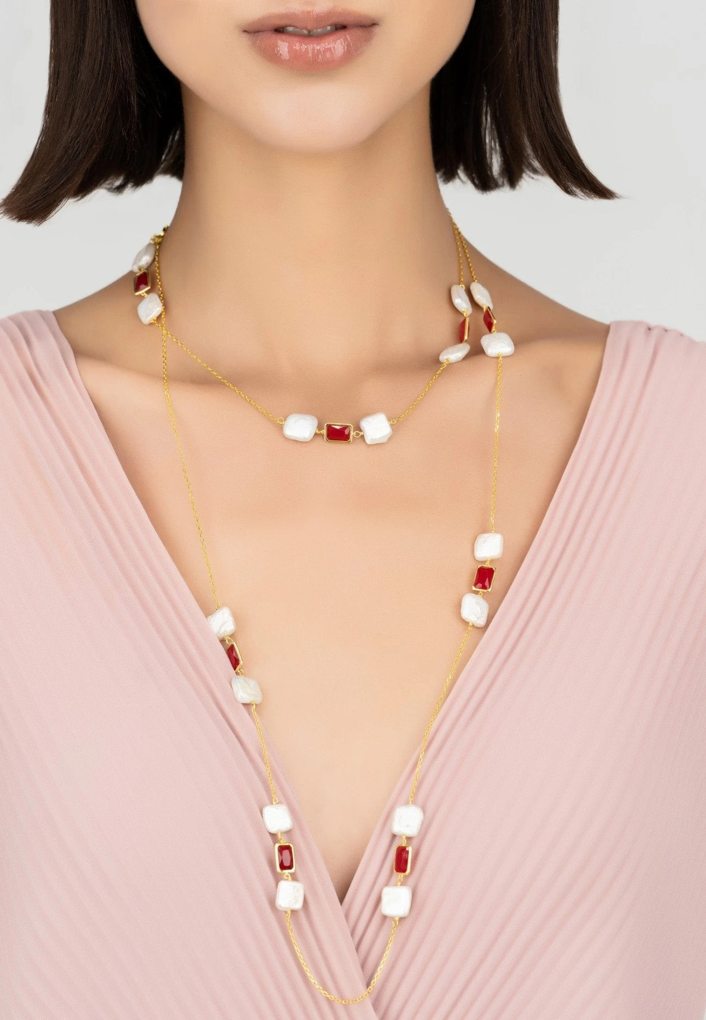 Latelita Sicily 120Cm Necklace Gold Garnet 2 Latelita Sicily 120Cm Necklace Gold Garnet - Image 2