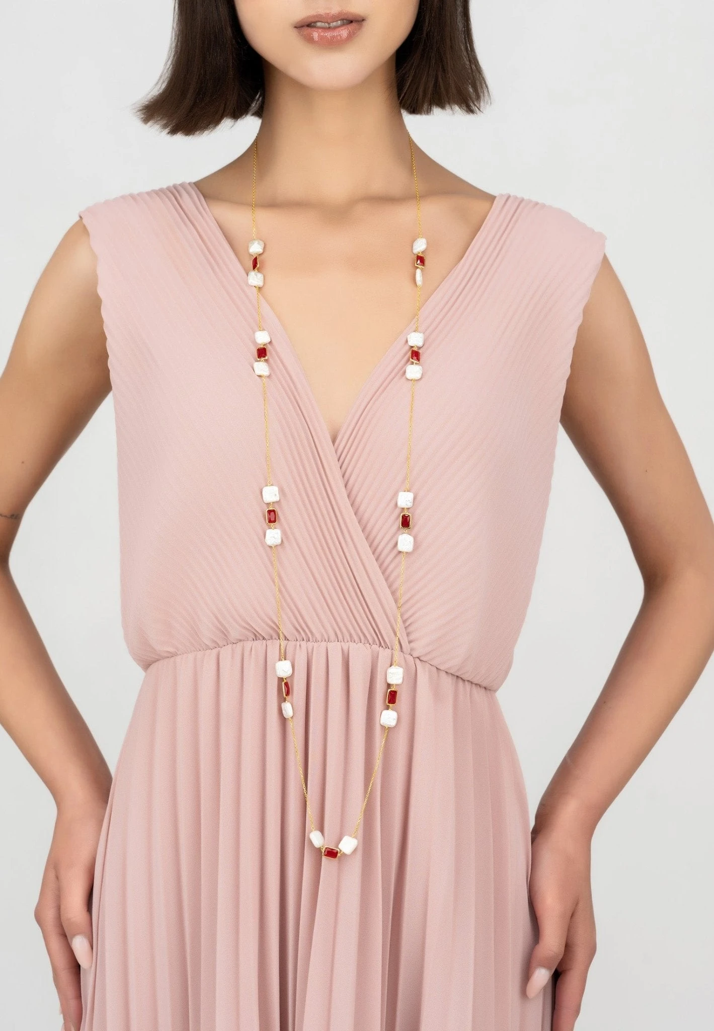 Latelita Sicily 120Cm Necklace Gold Garnet 4 Latelita Sicily 120Cm Necklace Gold Garnet - Image 4