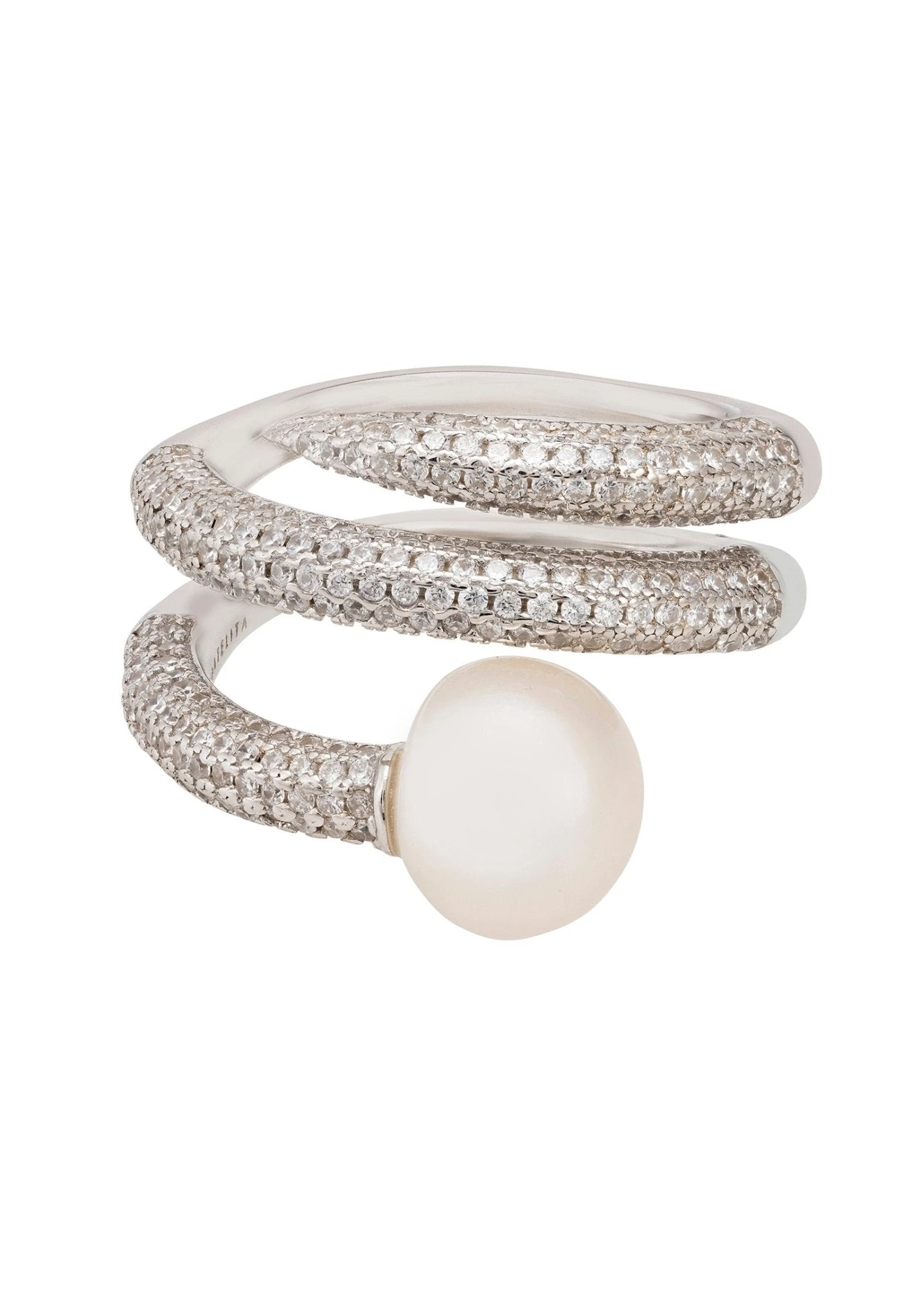Latelita Slinky Pearl Cocktail Ring Silver 3 Latelita Slinky Pearl Cocktail Ring Silver - Image 3