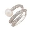Latelita Slinky Pearl Cocktail Ring Silver