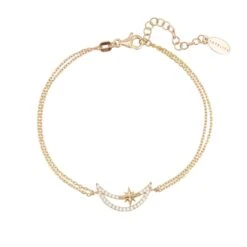 Latelita Sparkling Crescent Moon And Star Bracelet Rosegold