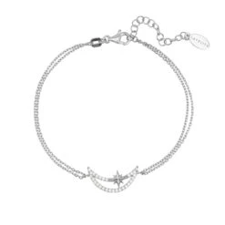 Latelita Sparkling Crescent Moon And Star Bracelet Silver