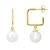Latelita Square Hoop & Pearl Earring Gold