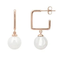 Latelita Square Hoop & Pearl Earring Rosegold