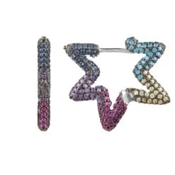 Latelita Star Single Multi Coloured Earring Oxidised