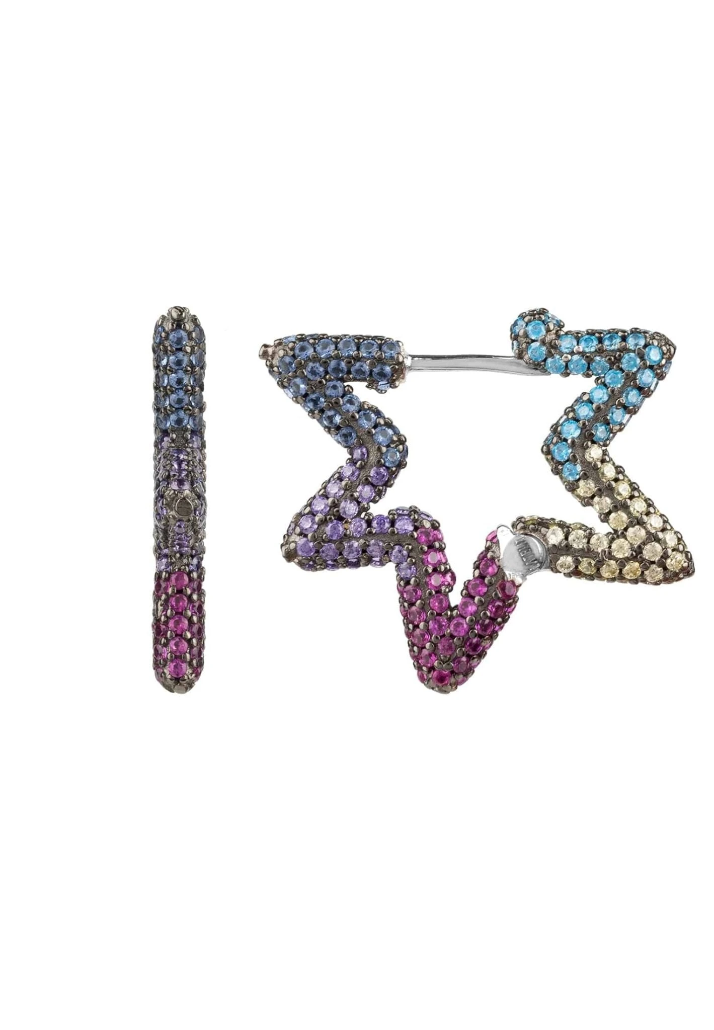 Latelita Star Single Multi Coloured Earring Oxidised 1 Latelita Star Single Multi Coloured Earring Oxidised