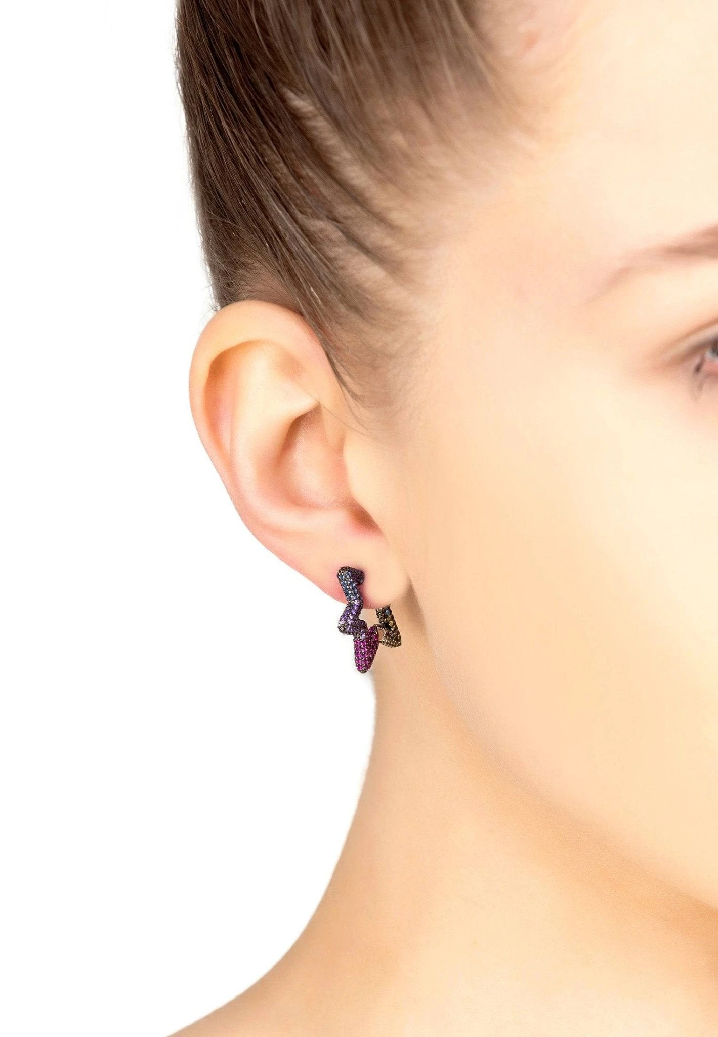 Latelita Star Single Multi Coloured Earring Oxidised 2 Latelita Star Single Multi Coloured Earring Oxidised - Image 2