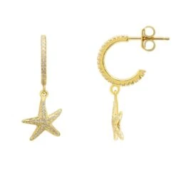 Latelita Starfish Sparkling Hoop Earrings Gold 6 Latelita Starfish Sparkling Hoop Earrings Gold -Ornavique Sales starfish sparkling hoop earrings gold 384316