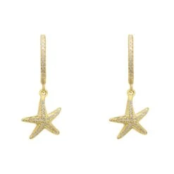 Latelita Starfish Sparkling Hoop Earrings Gold