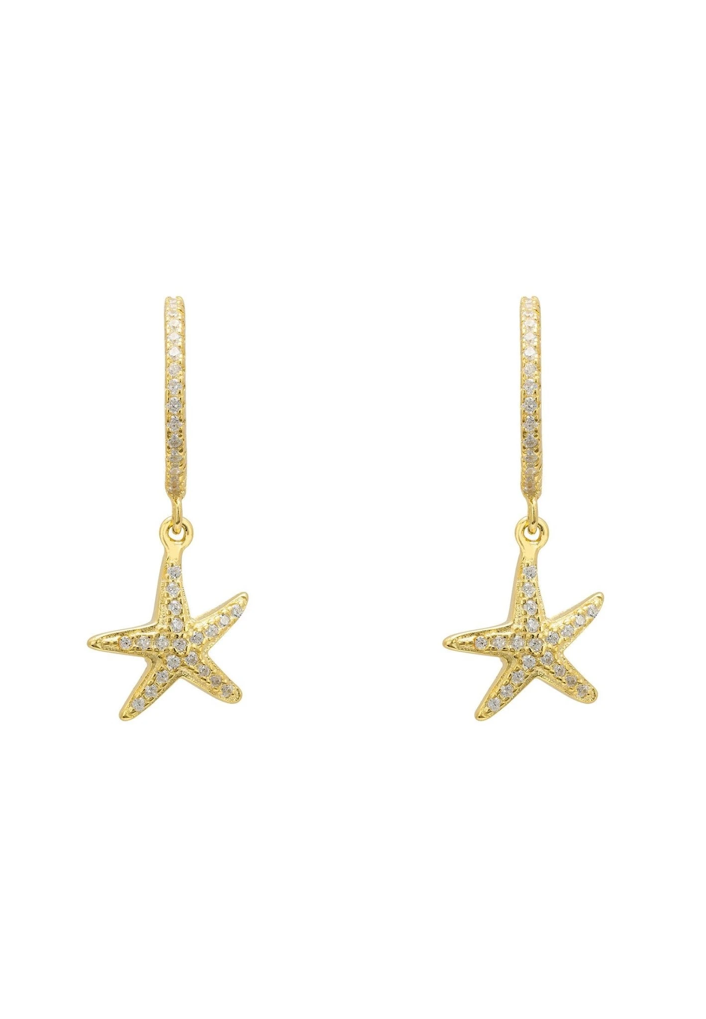 Latelita Starfish Sparkling Hoop Earrings Gold 1 Latelita Starfish Sparkling Hoop Earrings Gold