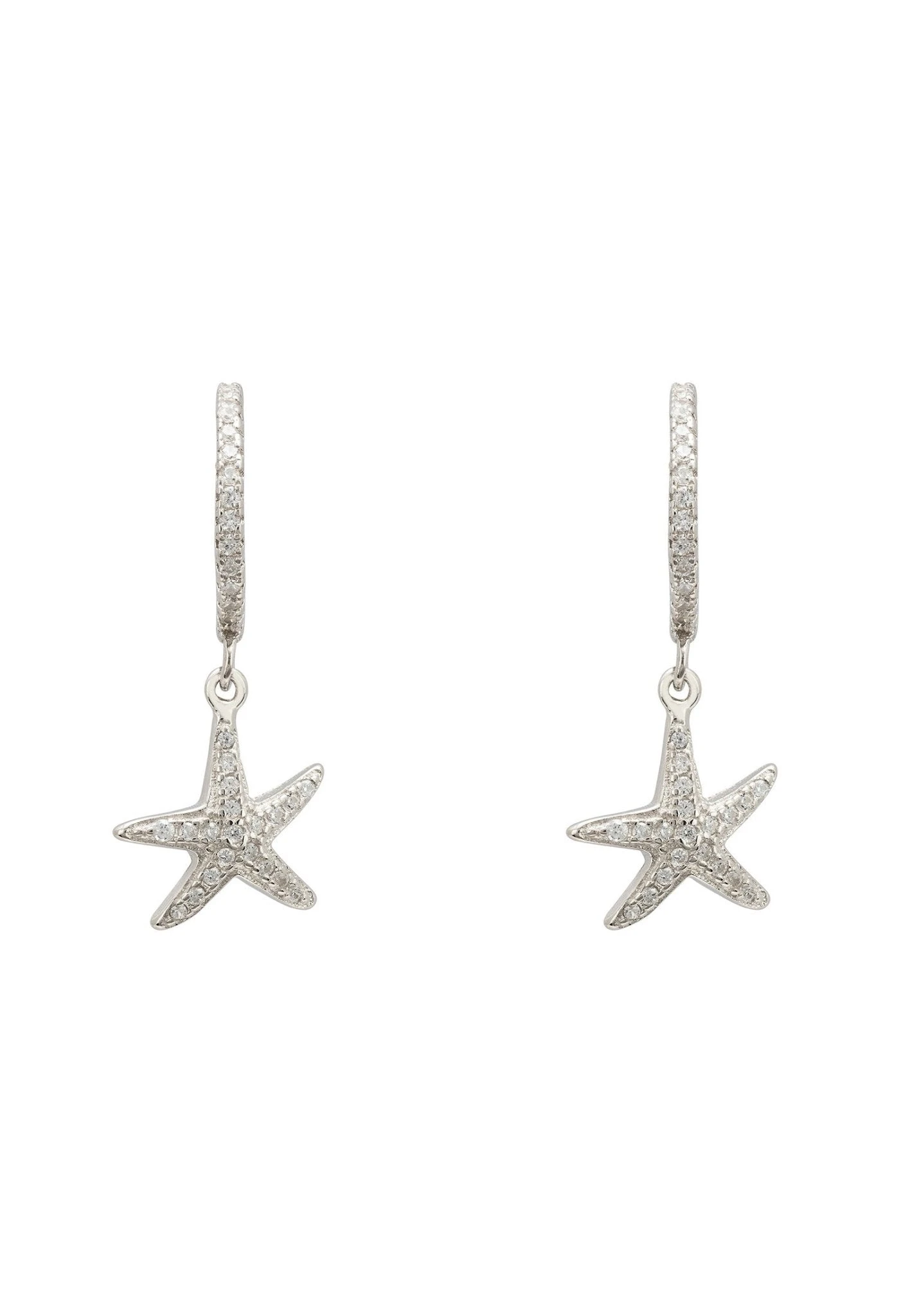 Latelita Starfish Sparkling Hoop Earrings Silver 1 Latelita Starfish Sparkling Hoop Earrings Silver