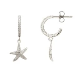 Latelita Starfish Sparkling Hoop Earrings Silver 6 Latelita Starfish Sparkling Hoop Earrings Silver -Ornavique Sales starfish sparkling hoop earrings silver 603897