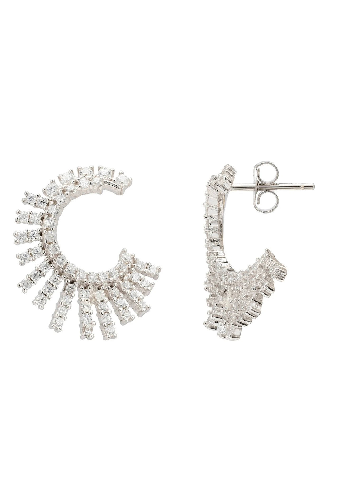 Latelita Sweeping Arc Hoop Earrings Silver 4 Latelita Sweeping Arc Hoop Earrings Silver - Image 4