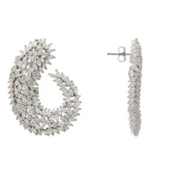 Latelita Sweeping Corsage Hoop Earrings Silver -Ornavique Sales sweeping corsage hoop earrings silver 549271