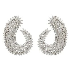 Latelita Sweeping Corsage Hoop Earrings Silver