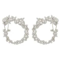 Latelita Sweeping Freesia Flower Hoops Silver