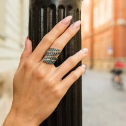 Latelita Tropical Leaf Cocktail Ring Blue Turquoise Silver -Ornavique Sales tropical leaf cocktail ring blue turquoise silver 479753