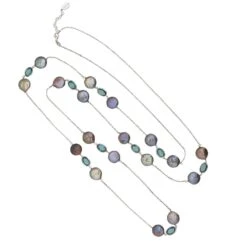 Latelita Turin 120Cm Long Pearl And Blue Topaz Necklace Silver -Ornavique Sales turin 120cm long pearl and blue topaz necklace silver 189356