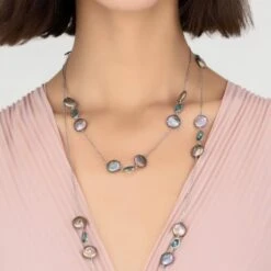 Latelita Turin 120Cm Long Pearl And Blue Topaz Necklace Silver -Ornavique Sales turin 120cm long pearl and blue topaz necklace silver 290318