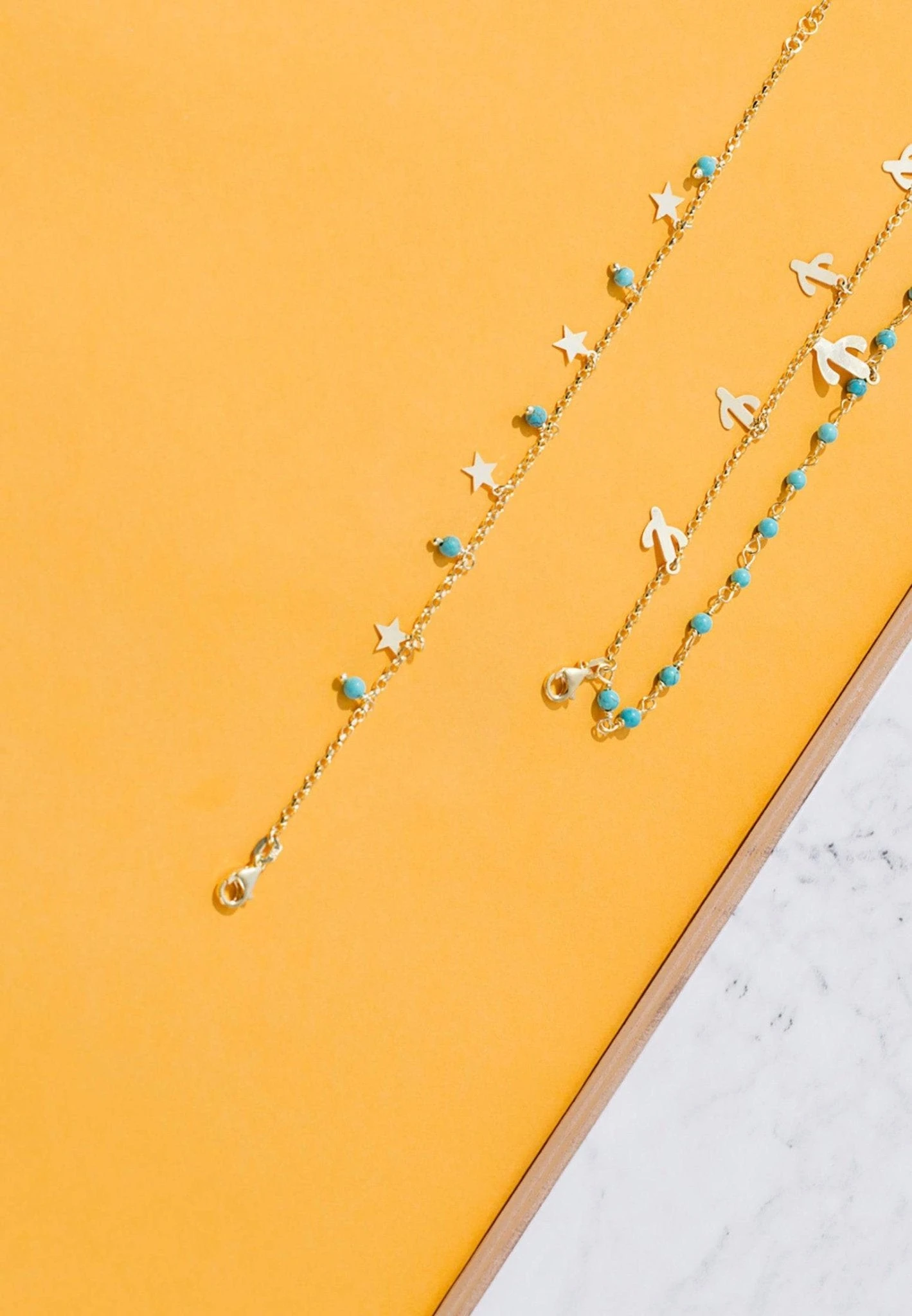 Latelita Turquoise Cactus Double Strand Bracelet Gold 4 Latelita Turquoise Cactus Double Strand Bracelet Gold - Image 4