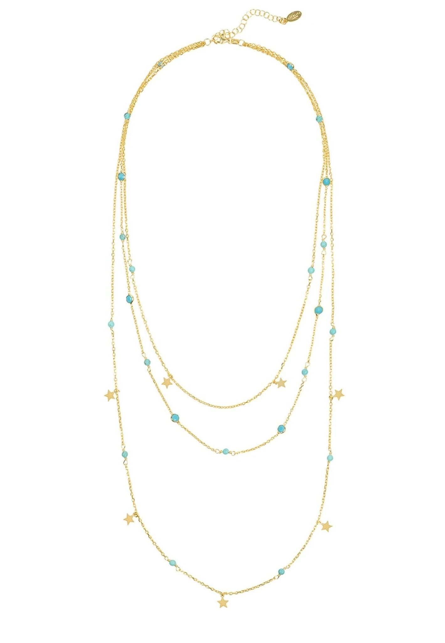 Latelita Turquoise Star Multi Strand Gemstone Necklace Gold 3 Latelita Turquoise Star Multi Strand Gemstone Necklace Gold - Image 3