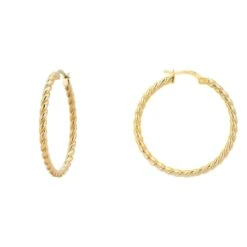 Latelita Twisted Flax Large Hoop Earrings Gold