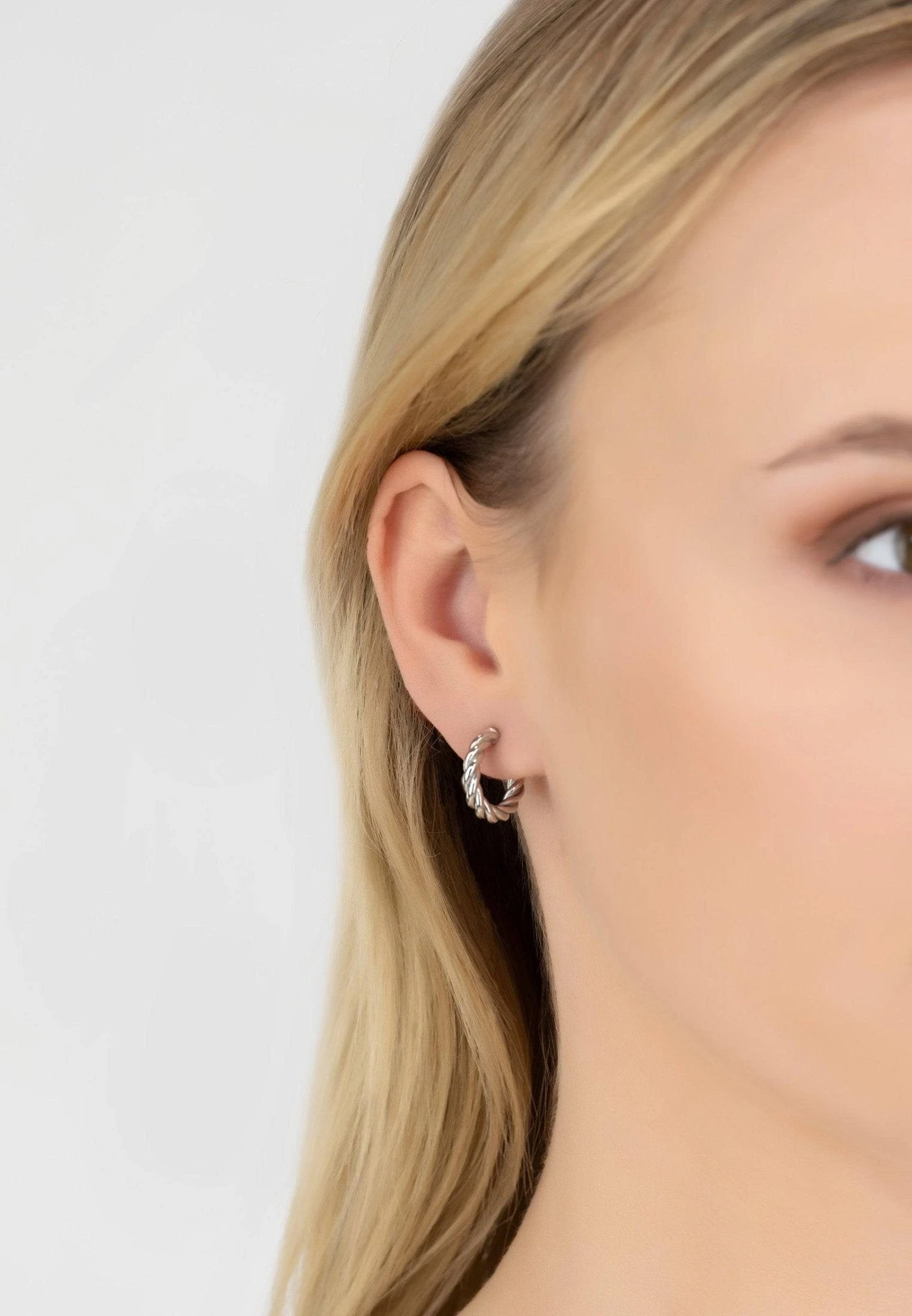 Latelita Twisted Rope Hoop Earrings Silver 2 Latelita Twisted Rope Hoop Earrings Silver - Image 2