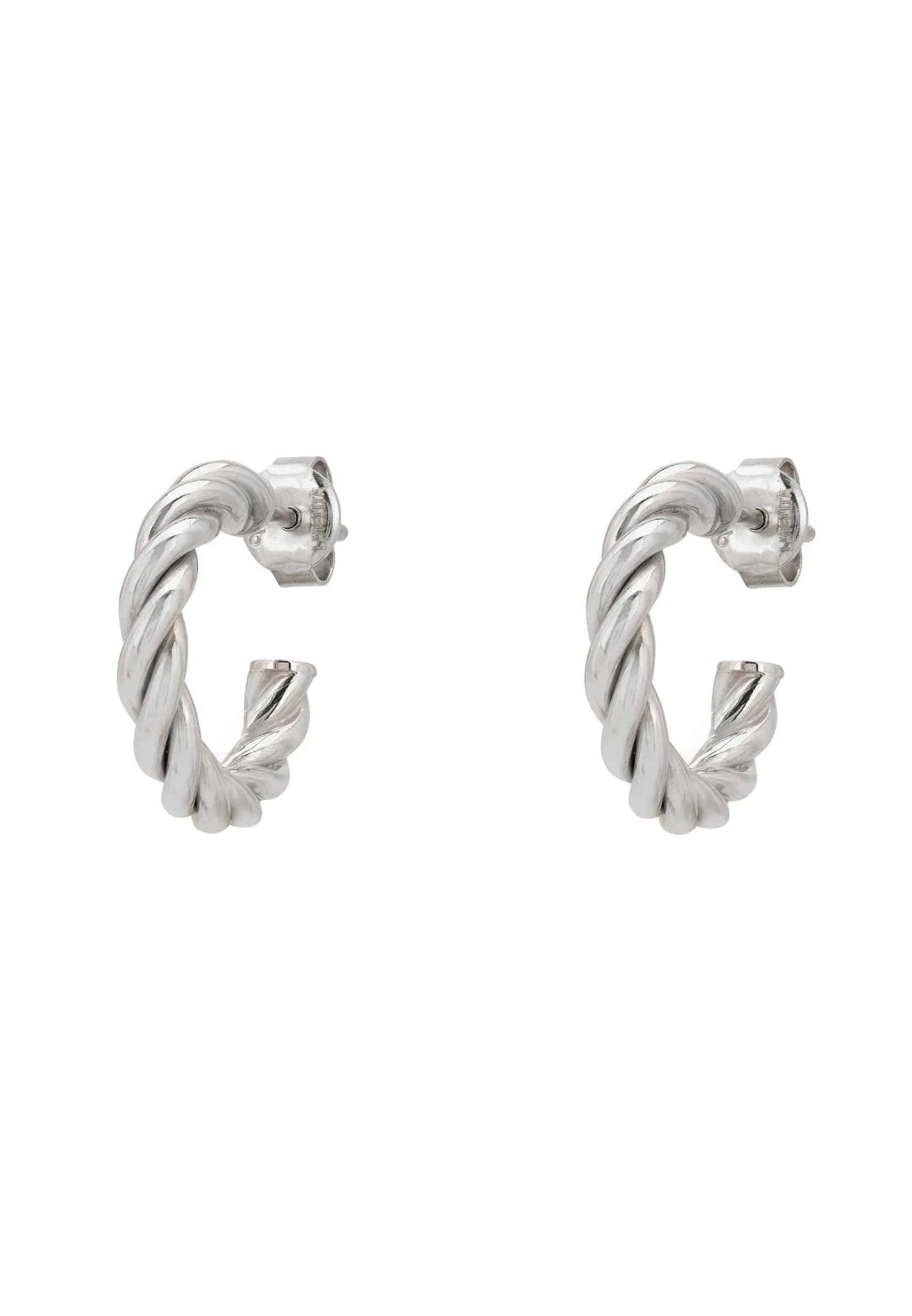 Latelita Twisted Rope Hoop Earrings Silver 3 Latelita Twisted Rope Hoop Earrings Silver - Image 3