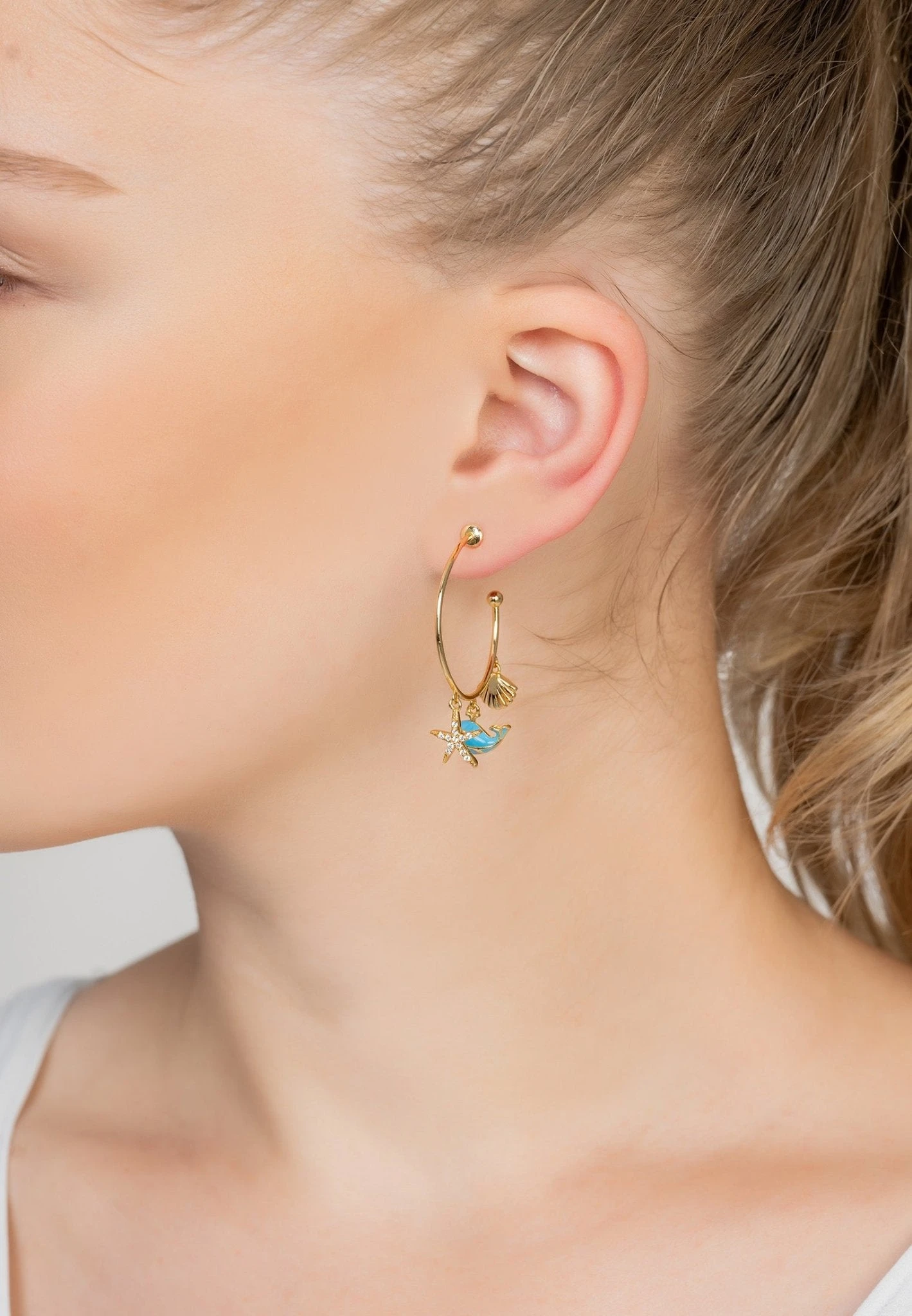 Latelita Under The Sea Hoop Earrings Gold 2 Latelita Under The Sea Hoop Earrings Gold - Image 2