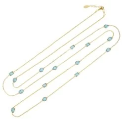 Latelita Venice 120Cm Long Chain Necklace Gold Blue Topaz