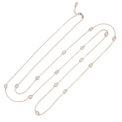 Latelita Venice 120Cm Long Chain Necklace Rosegold Rose Quartz