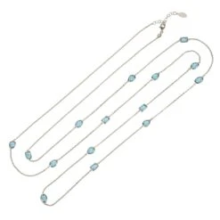 Latelita Venice 120Cm Long Chain Necklace Silver Blue Topaz