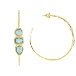 Latelita Venice Gemstone Hoop Earring Gold Blue Topaz -Ornavique Sales venice gemstone hoop earring gold blue topaz 469710