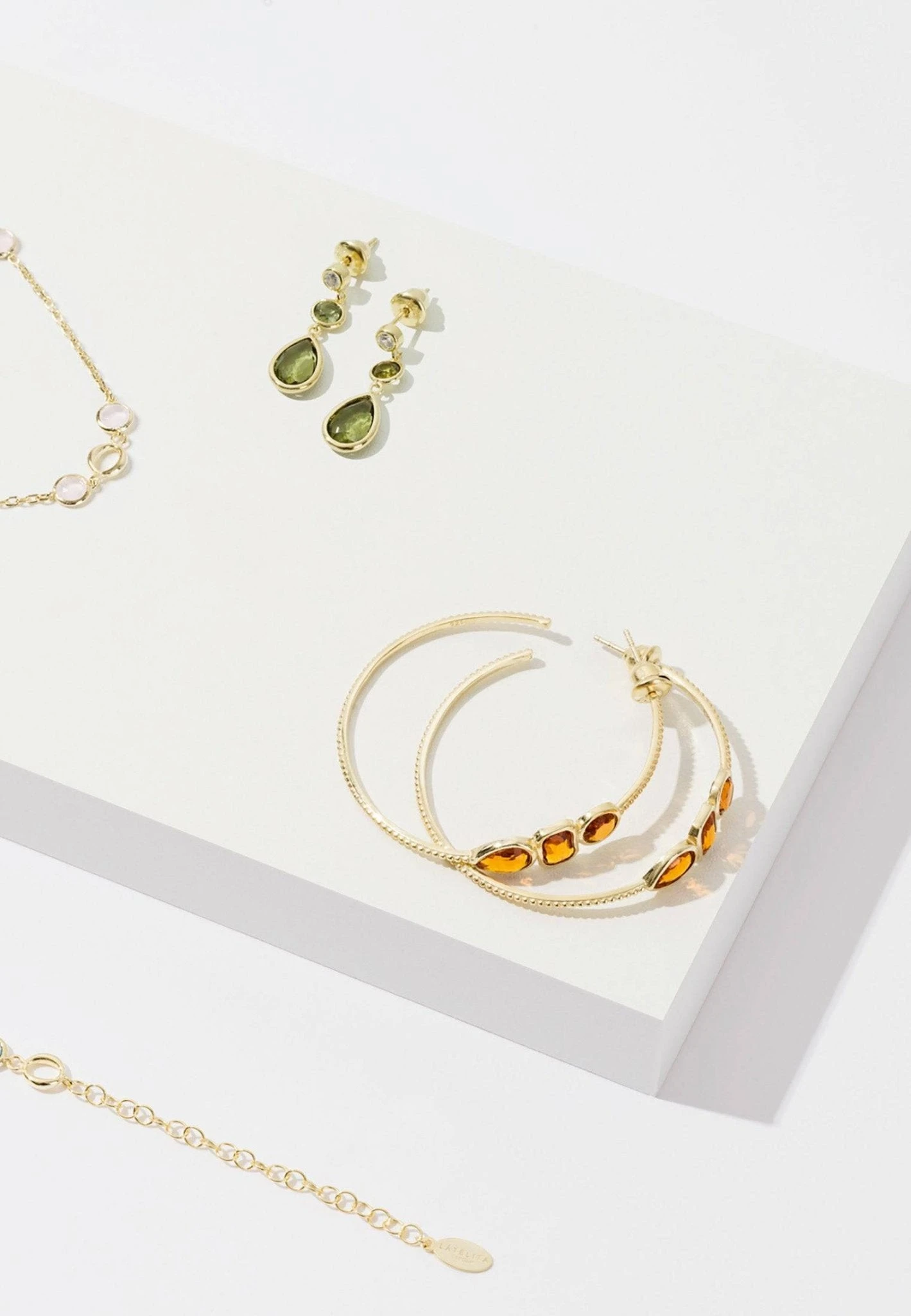 Latelita Venice Gemstone Hoop Earring Gold Peridot 4 Latelita Venice Gemstone Hoop Earring Gold Peridot - Image 4