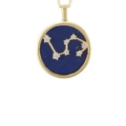Latelita Zodiac Lapis Lazuli Gemstone Star Constellation Pendant Necklace Gold Leo