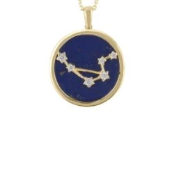 Latelita Zodiac Lapis Lazuli Gemstone Star Constellation Pendant Necklace Gold Libra