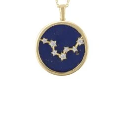 Latelita Zodiac Lapis Lazuli Gemstone Star Constellation Pendant Necklace Gold Pisces
