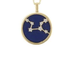 Latelita Zodiac Lapis Lazuli Gemstone Star Constellation Pendant Necklace Gold Virgo