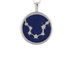 Latelita Zodiac Lapis Lazuli Gemstone Star Constellation Pendant Necklace Silver Aquarius