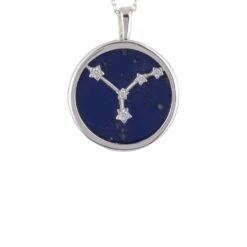 Latelita Zodiac Lapis Lazuli Gemstone Star Constellation Pendant Necklace Silver Cancer